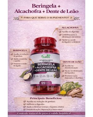 Berinjela com Alcachofra e Dente de Leão - 120 cápsulas de 500mg