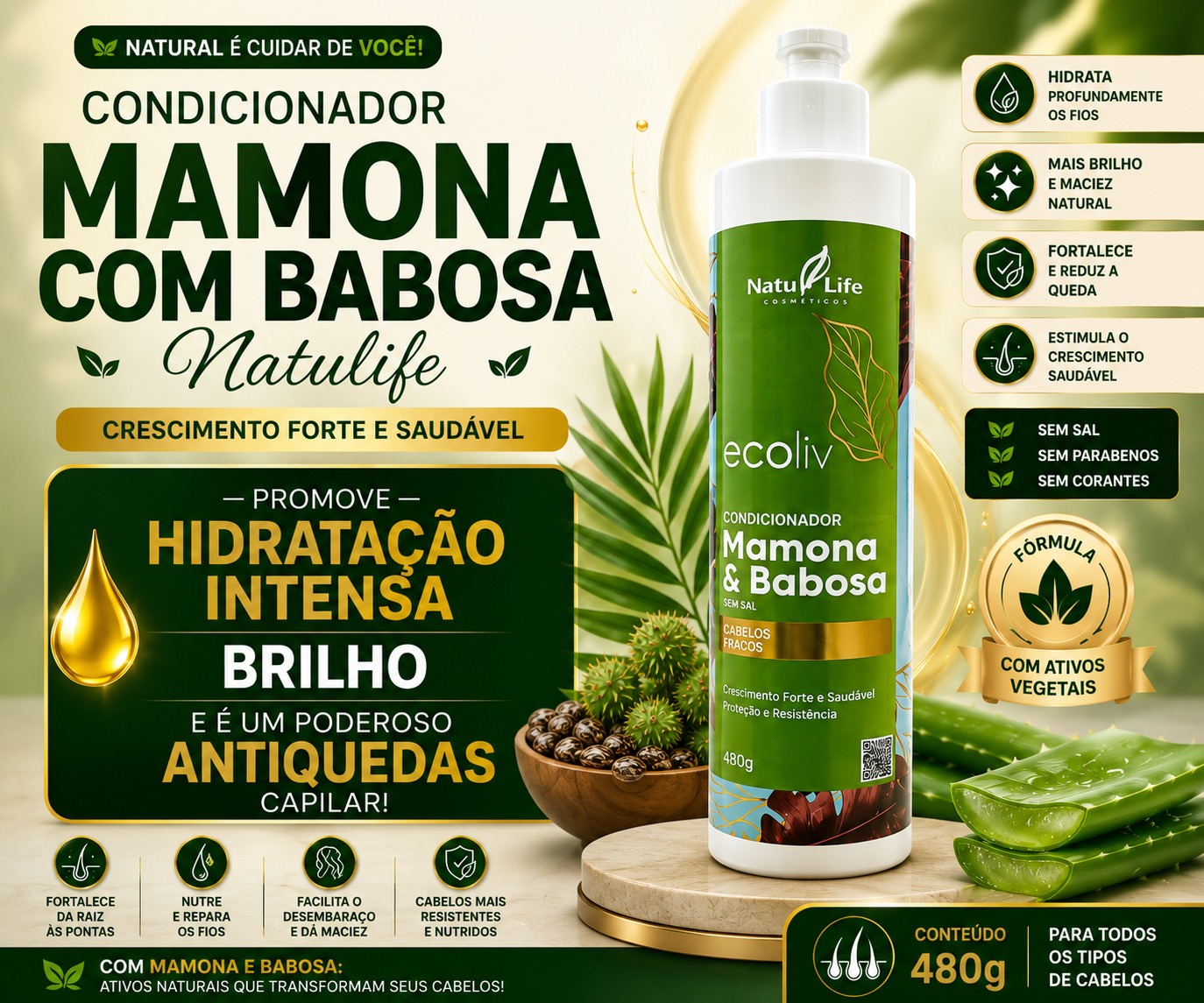 Condicionador Mamona com Babosa Natulife - 480g