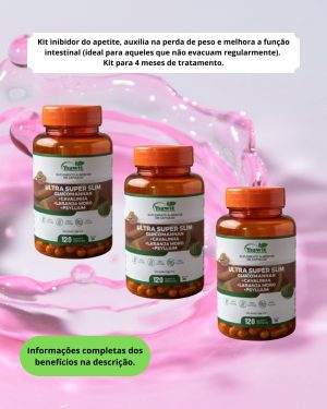 Kit com 3 frascos de compostos Glucomanann com Cavalinha, Laranja Moro e Psyllium - 120 cápsulas de 500mg cada